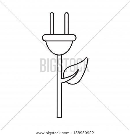 pictograh plug cable leaves ecology energy symbol vector illustration eps 10