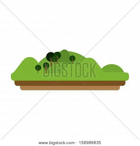 Mountain and trees icon. Landscape nature outdoor beautiful and season theme. Isolated design. Vector illustration