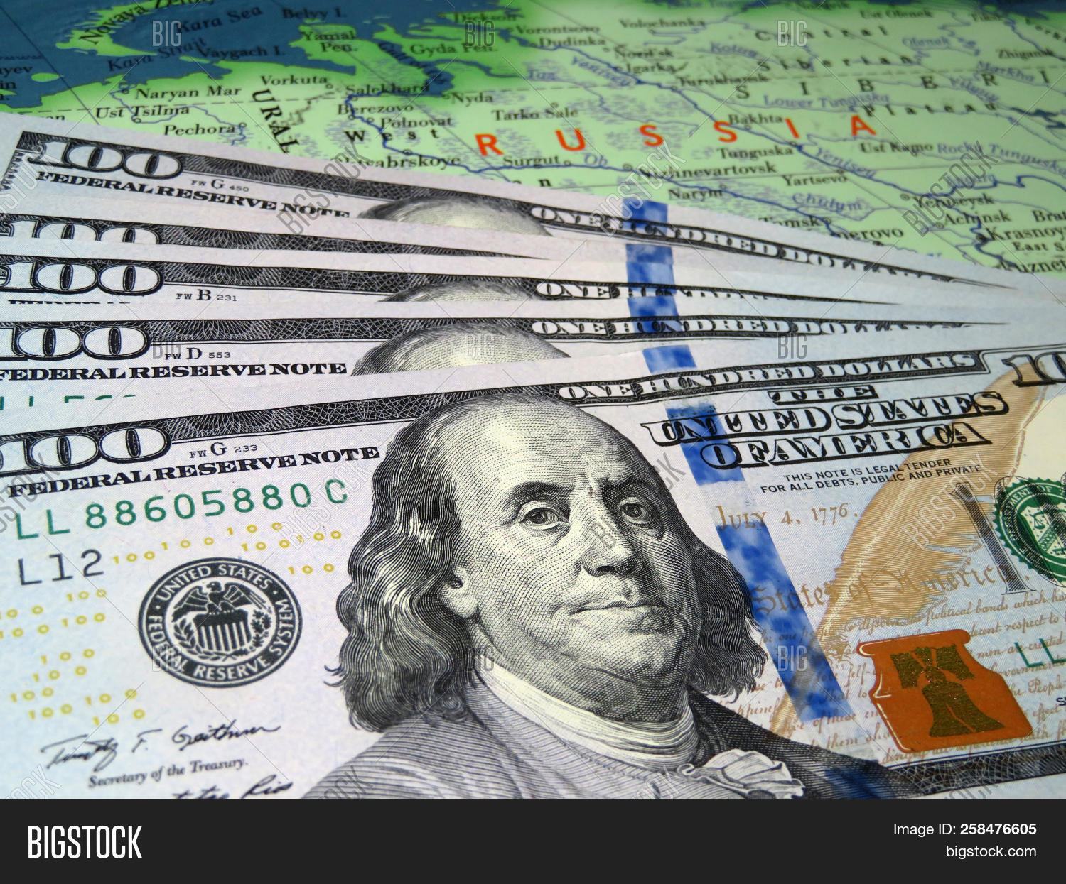 Us Dollars On Map Image Photo Free Trial Stock Us Dollars On The Map Of Russia Russian Economy Exchange Rate Concept American