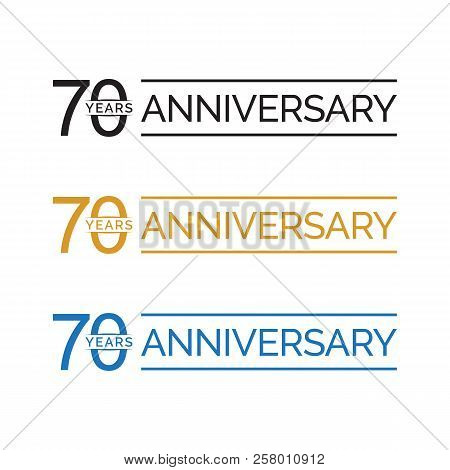 Simple 70th Anniversary Years Logo Vector. Blue Black Gold Color