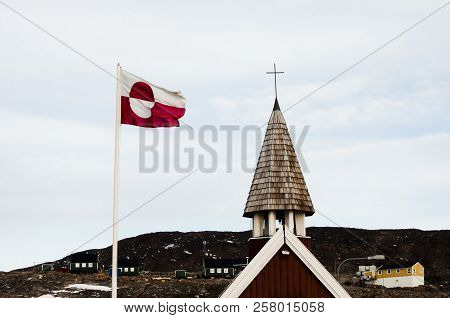 Greenland Flag Outdoors - Village Of Ittoqqortoormiit