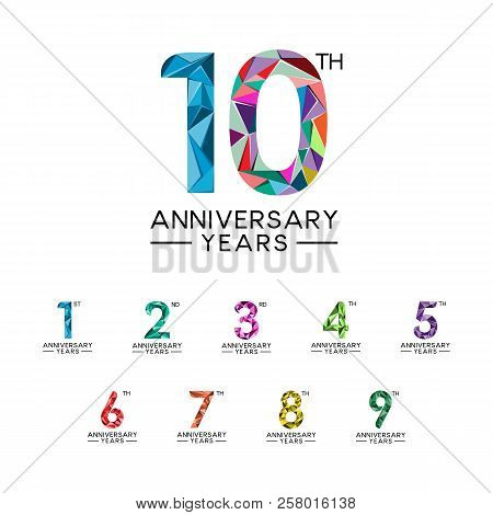 Set Anniversary Years Abstract Triangle Modern Full Color