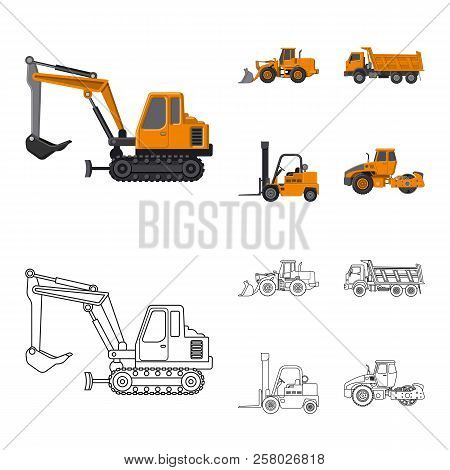 Vector Design Of Build And Construction Logo. Collection Of Build And Machinery Vector Icon For Stoc