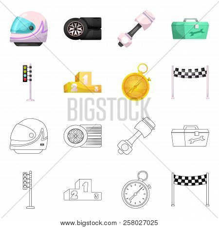 Vector Design Of Car And Rally Logo. Collection Of Car And Race Vector Icon For Stock.