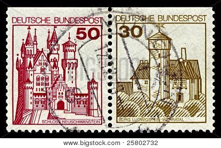 Tyskland-CIRCA 1977:A stempel trykt i Tyskland viser billede af Burg Ludwigstein er et slot overlooki