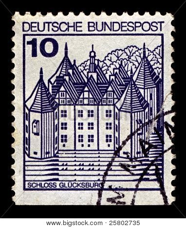 Tyskland-CIRCA 1977:A stempel trykt i Tyskland viser et billede af den House af Schleswig-Holstein-Sonderb