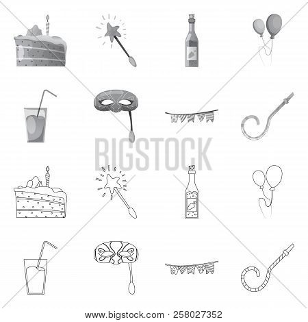 Vector Illustration Of Party And Birthday Symbol. Collection Of Party And Celebration Vector Icon Fo