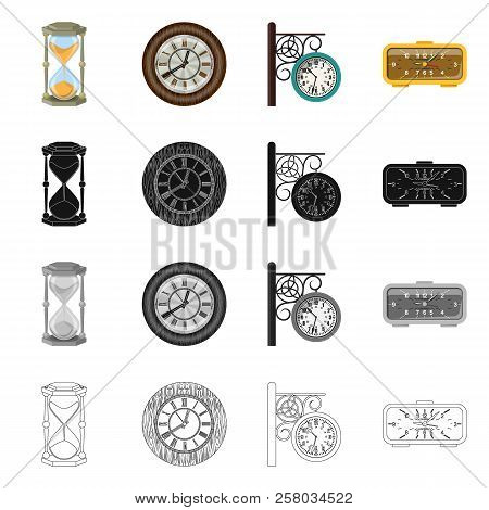 Vector Illustration Of Clock And Time Sign. Set Of Clock And Circle Stock Vector Illustration.
