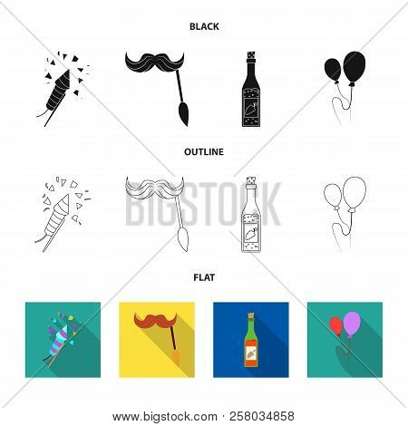 Vector Design Of Party And Birthday Logo. Collection Of Party And Celebration Vector Icon For Stock.