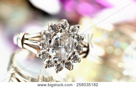 Silver Ring With Diamonds - Jewelery, Warm Color Balance