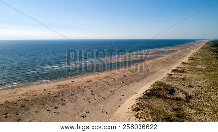 Aerial View Of The Wild Atlantic Coast In La Tremblade, Charente Maritime