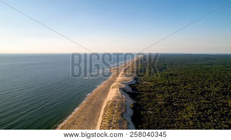 Aerial View Of The Wild Atlantic Coast In La Tremblade, Charente Maritime