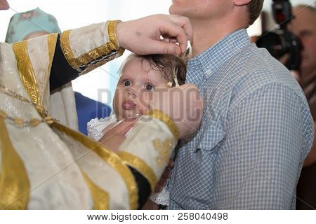 The Baptism Of A Child.hair Cutting For Baby Baptism.the Tonsure