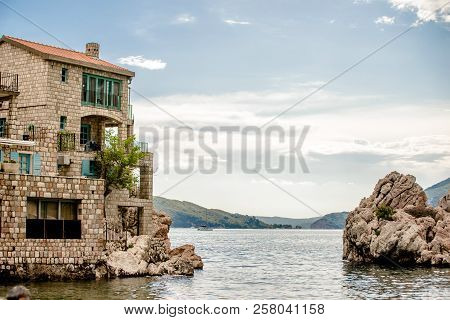 Summer Sunset In Przno Bay In Montenegro