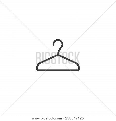 Black And White Simple Vector Line Art Icon Of Hanger