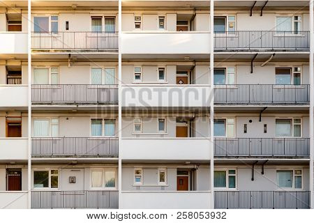 Facade Of A Council Tower Block In Bermondsey, London
