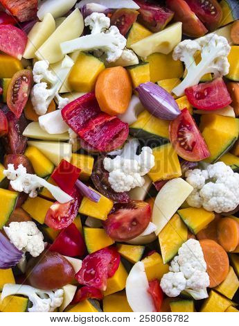 Sliced Vegetables Autumn Different Colors Orange Juicy