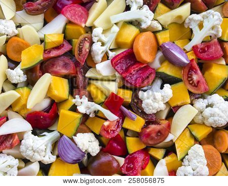 Sliced Vegetables Autumn Different Colors Orange Juicy
