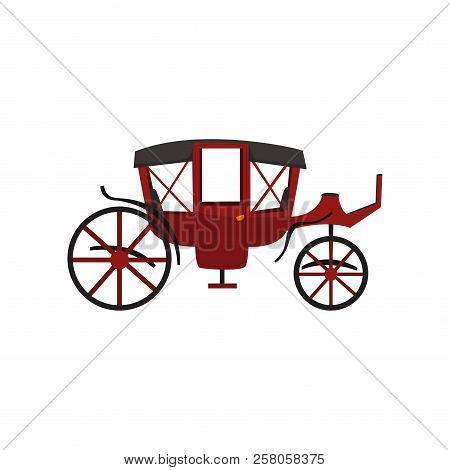 Retro Carriage, Vintage Transport, Wagon For Traveling Vector Illustration On A White Background