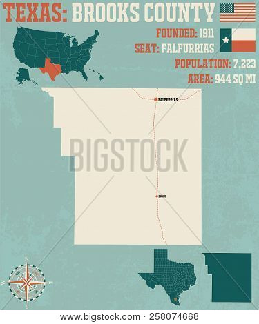 Detailed Map Of Brooks County In Texas, Usa