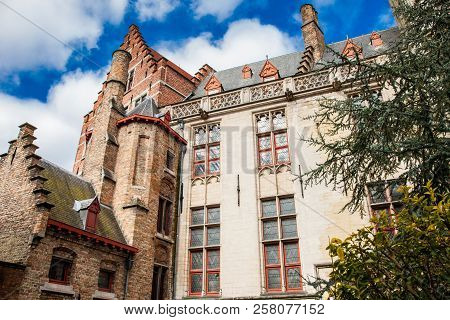 Bruges, Belgium - March, 2018: The Historical Burghers' Lodge Building