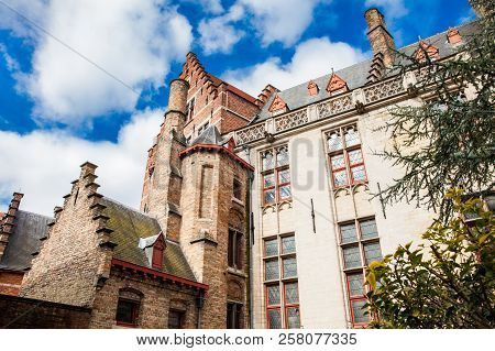 Bruges, Belgium - March, 2018: The Historical Burghers' Lodge Building