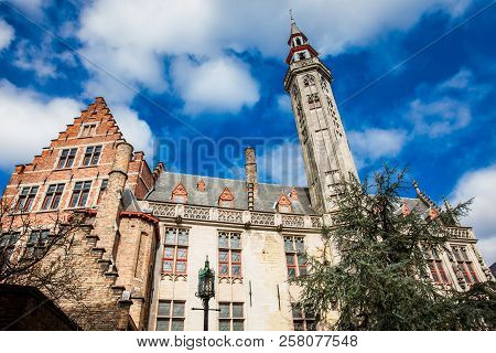 Bruges, Belgium - March, 2018: The Historical Burghers' Lodge Building