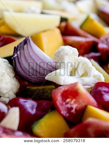 Sliced Vegetables Autumn Different Colors A Piece Of Onion
