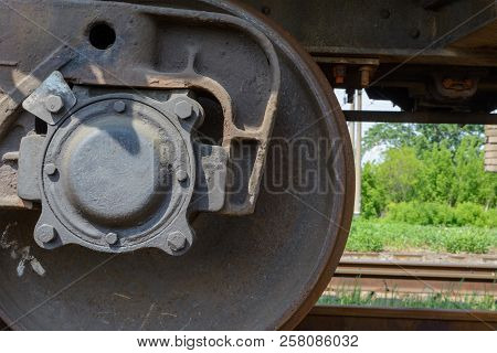 Railway Wagon Wheels Mount Close Up Day
