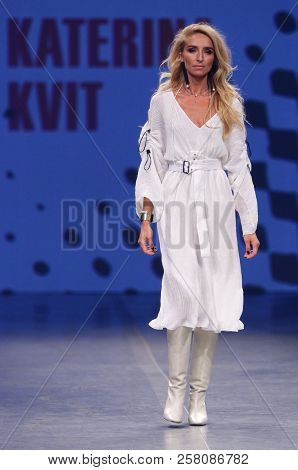Kyiv, Ukraine - September 3, 2018: Model Presents A Creation By Designer Katerina Kvit During Ukrain