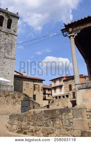 Llano De La Iglesia Square,  Miranda Del Castanar; Sierra De Francia Nature Reserve; Salamanca Provi