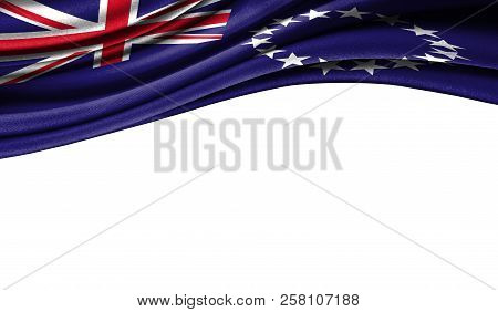 Grunge Colorful Flag Of Cook Islands, With Copyspace For Your Text Or Images