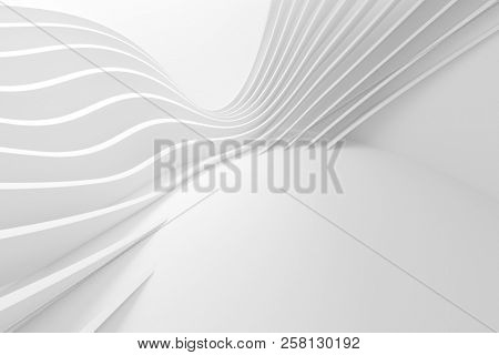 Abstract Architecture Background. 3d Rendering of White Circularl Building. Creative Engineering Concept