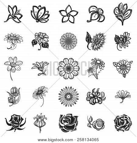 Flower Icon Set. Simple Set Of Flower Vector Icons For Web Design Isolated On White Background