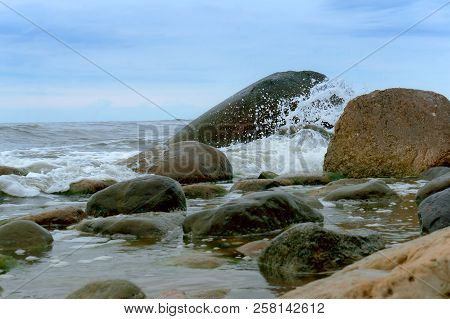 Huge Stones On The Seashore, The Wave Breaks On The Stones