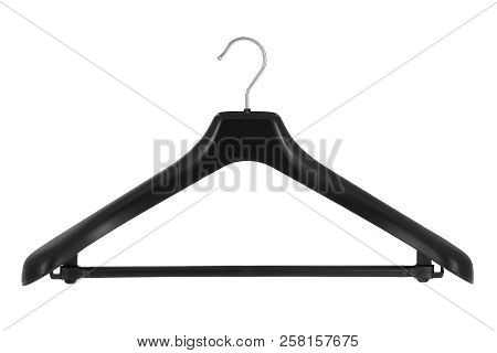 Black Plastic Coat Hanger Isolated On A White Background