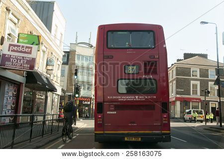 London, United Kingdom - October 10, 2012: Double Decker Bus On Wandsworth Rd In South London