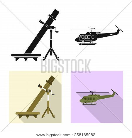 Vector Illustration Of Weapon And Gun Symbol. Set Of Weapon And Army Vector Icon For Stock.