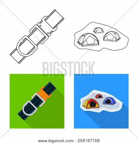 Vector Illustration Of Mountaineering And Peak Icon. Collection Of Mountaineering And Camp Vector Ic