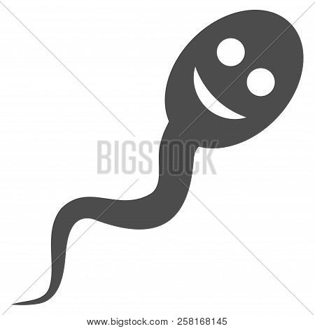 Happy Spermatozoon Vector Pictograph. Style Is Flat Graphic Grey Symbol.