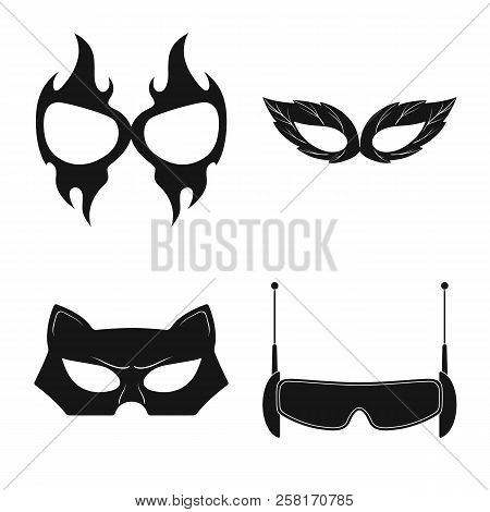 Vector Design Of Hero And Mask Symbol. Set Of Hero And Superhero Vector Icon For Stock.
