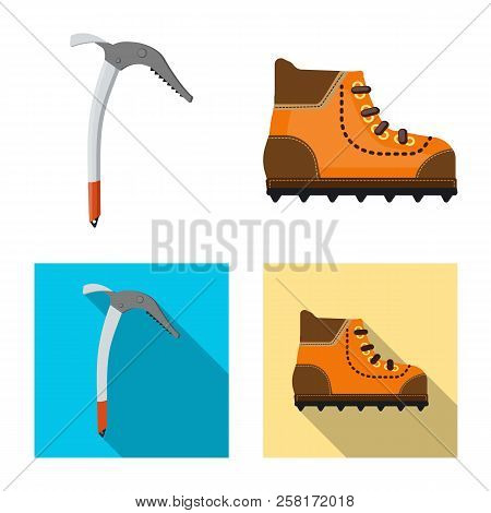 Vector Illustration Of Mountaineering And Peak Icon. Set Of Mountaineering And Camp Vector Icon For 