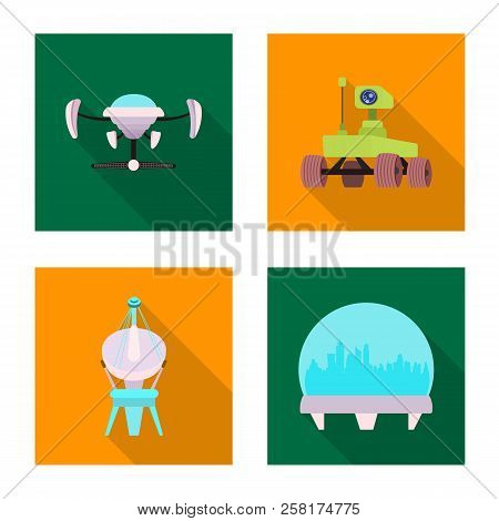 Vector Illustration Of Mars And Space Icon. Set Of Mars And Planet Vector Icon For Stock.