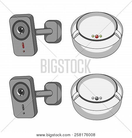 Isolated Object Of Cctv And Camera Icon. Collection Of Cctv And System Stock Symbol For Web.