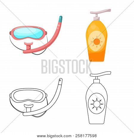 Vector Design Of Pool And Swimming Icon. Set Of Pool And Activity Vector Icon For Stock.