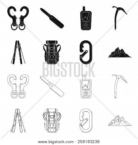 Isolated Object Of Mountaineering And Peak Icon. Set Of Mountaineering And Camp Stock Vector Illustr