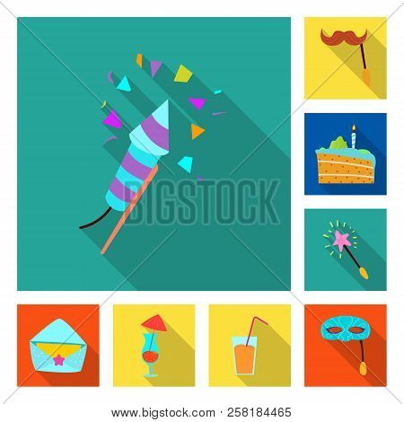 Isolated Object Of Party And Birthday Symbol. Collection Of Party And Celebration Stock Symbol For W