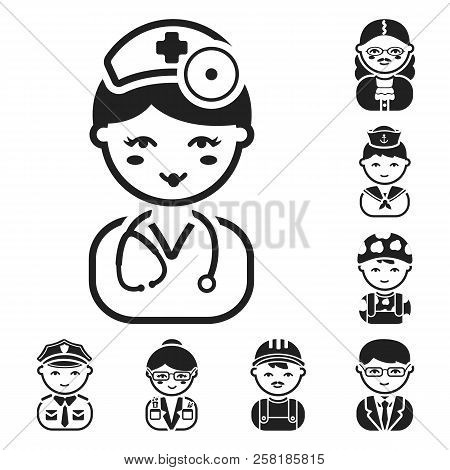 People Of Different Professions Black Icons In Set Collection For Design. Worker And Specialist Vect