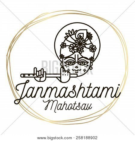 Happy Janmashtami. Vector Logo Design. Usable As Background, Banner, Greeting Card, T-shirt, Print. 