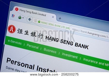 Ryazan, Russia - September 09, 2018: Homepage Of Hang Seng Website On The Display Of Pc, Url - Hangs